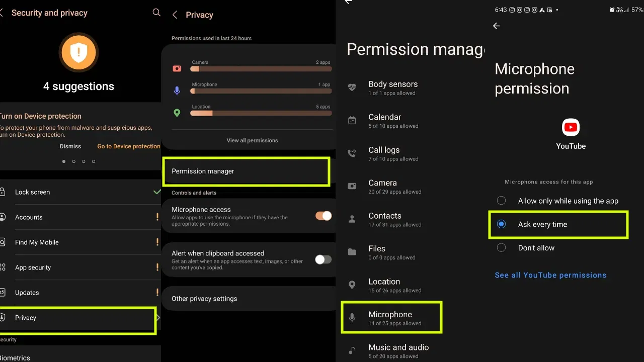 માઇક્રોફોન access ક્સેસ પરવાનગી