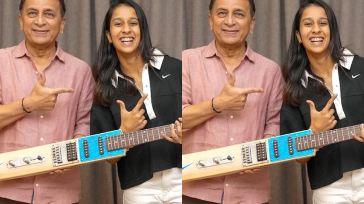 સુનીલ ગાવસ્કરે જેમિમાહ રોડ્રિગ્ઝને બેટ વડે ગિટાર આપ્યું, વીડિયો 31 સોશિયલ મીડિયા પર થયો વાયરલ સુનીલ ગાવસ્કરે જેમિમાહ રોડ્રિગ્સને બેટ ભેટમાં આપ્યું હતું.