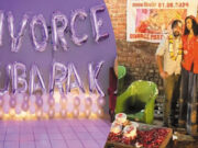 છૂટાછેડા પછી નિહાલ નામના વ્યક્તિએ ખુશીથી પાર્ટીનું આયોજન કર્યું અને સ્વતંત્રતાની કેક પણ કાપી.